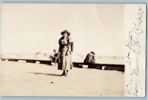 Woman Postcard RPPC Photo With Hat Long Beach California CA c1910's Antique
