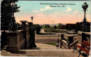 Postcard GARDEN SCENE Kansas City Missouri MO AL2566