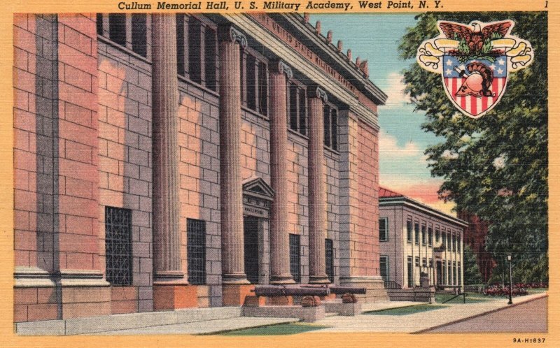 West Point New York, Cullum Memorial Hall U.S. Military Academy Vintage Postcard