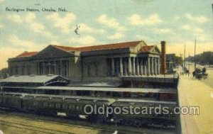 Burlington Station, Omaha, NE USA Train Railroad Station Depot 1916 crease le...