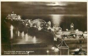 Palace Pier Brighton by night postcard