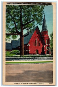 c1930's Christ Church Scene Street Greenville South Carolina SC Vintage Postcard