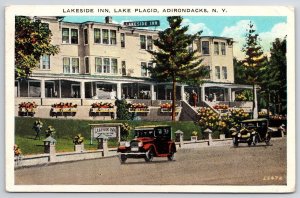 1934 Lakeside Inn Lake Placid Adirondacks Mountains New York NY Posted Postcard