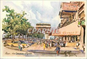 Modern Postcard Paris brush the champs Elysees