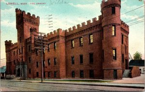 The Armory Lowell Massachusetts Postcard PM 1909