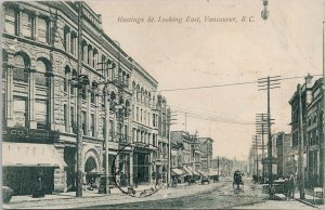 Vancouver BC Hastings Street looking East c1907 Postcard F89