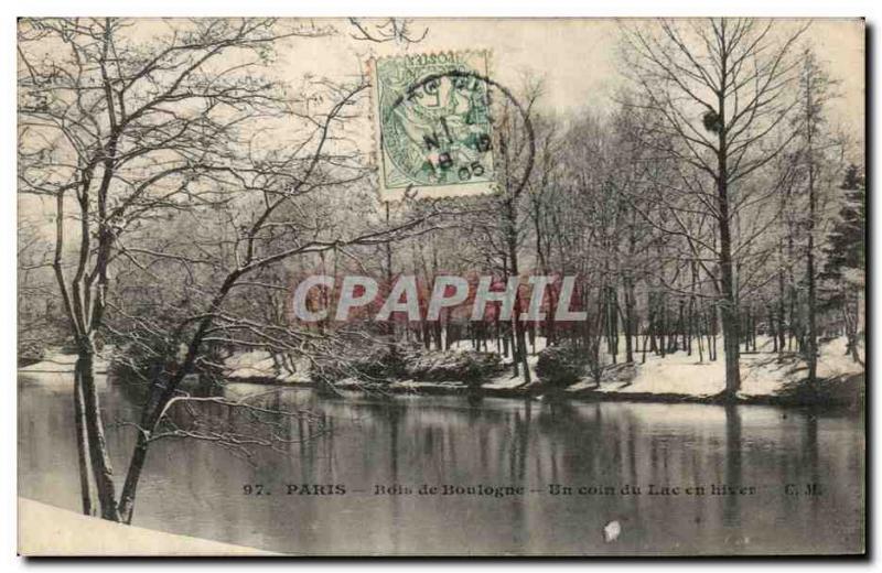 Paris - 16 - Bois de Boulogne - A Corner of the Lake in Winter - Old Postcard