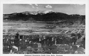 Butte Montana~Highland Mountains-City-Summit Valley Aerial View~Vintage Postcard