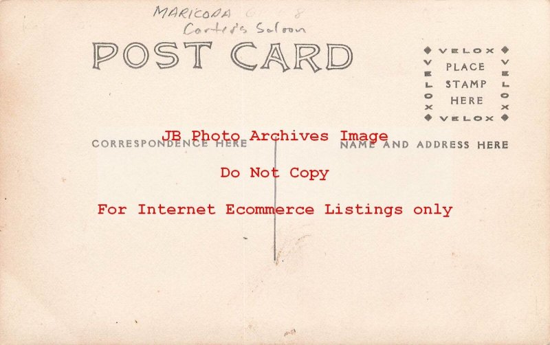 CA, Maricopa, California, RPPC, Carter's Saloon, Hotel, Westlake Photo