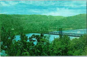 Aerial View Postcard Bridge Over the Ohio River Chester West Virginia