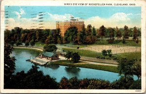 Vtg Cleveland Ohio OH Rockefeller Park Birdseye View 1920s Old View Postcard