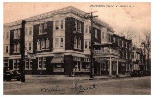 Washington House Mt Holly New Jersey Main Street Restaurant Hotel Postcard