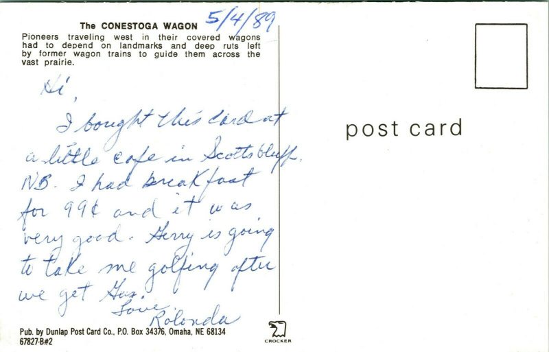 Vtg Postcard Conestoga Wagon Covered Wagon on Oregon Trail How West Began