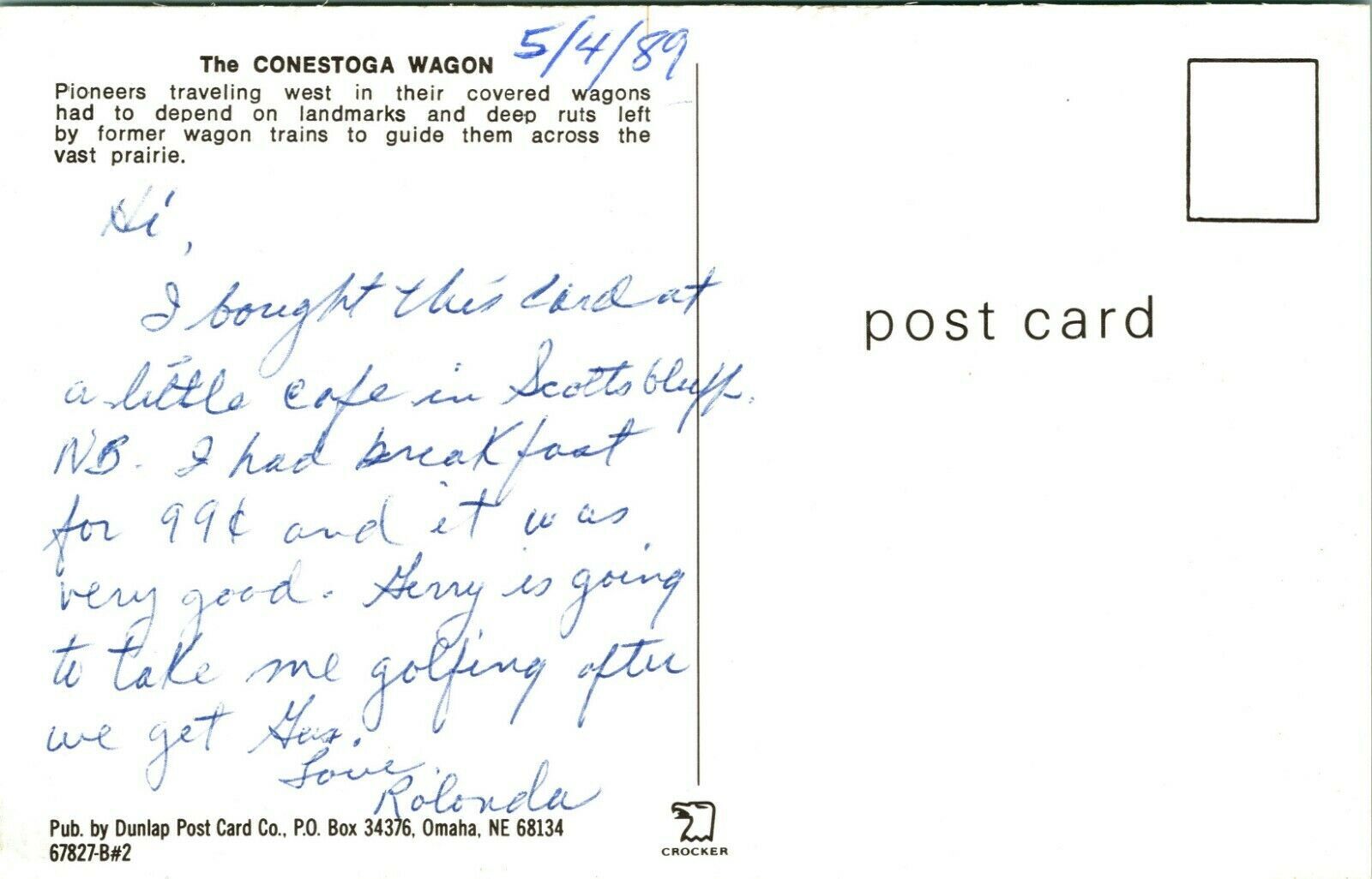 Vtg Postal Conestoga Vagón Cubierto Encendido Oregon Senda Cómo Oeste