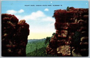 Vtg Delta Alabama AL Pulpit Rock Cheaha State Park 1940s Linen View Postcard