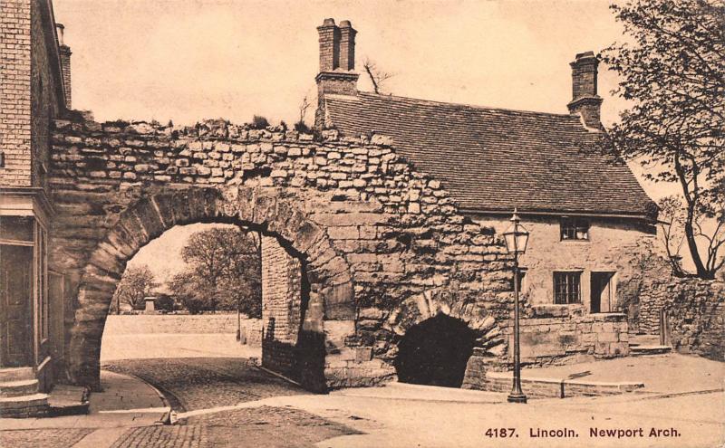 Newport Arch, Lincoln, England, Early Sepia Postcard, Unused