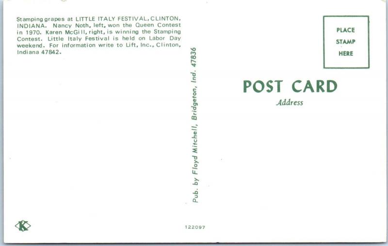 CLINTON, IN Indiana   LITTLE ITALY FESTIVAL Grape Stomping  1970   Postcard