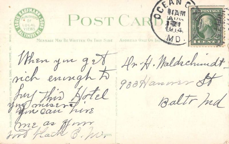 Ocean City Maryland Sea Shore and Atlantic Hotels Vintage Postcard AA56245
