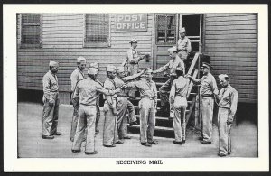 Soldiers Standing at Post Office Receiving Mail Unused c1940s