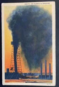 Vintage Postcard 1934 Oil Gushers in Oklahoma