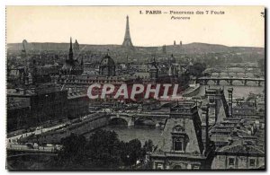 Old Postcard Panorama of Paris Eiffel Tower 7 Bridges