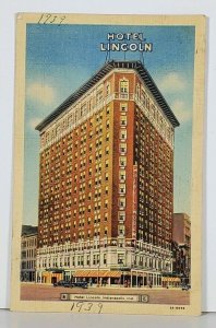 Indiana HOTEL LINCOLN Indianapolis c1930s Linen Postcard K6