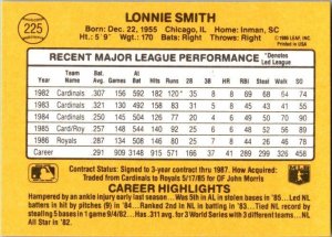 1986 Donruss Baseball Card Lonny Smith Kansas City Royals sk12366