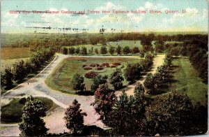 Flower Gardens & Drives near Entrance Soldiers' Home Quincy IL Postcard PC110