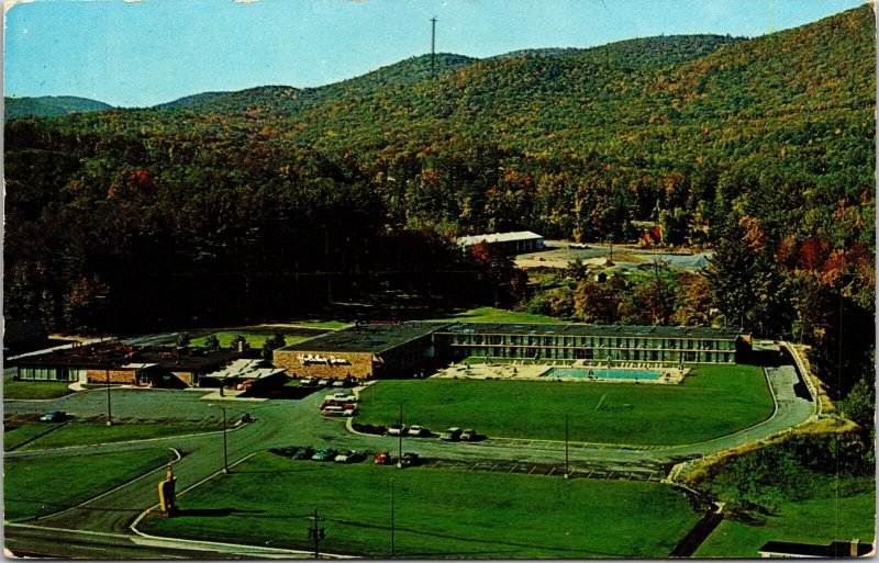 Holiday Inn Lake George New York Scenic Aerial View Chrome Cancel WOB Postcard 