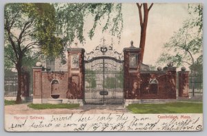 Beautiful Brick Gated Entry To Harvard University~Cambridge MA~PM 1905 Postcard