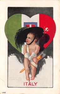 Valentines Greetings Italy National Cupid Ullman MFG Vintage Postcard AA67843