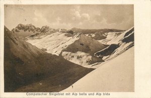 Mountaineering Swiss Alps ski area 1928 postcard Switzerland