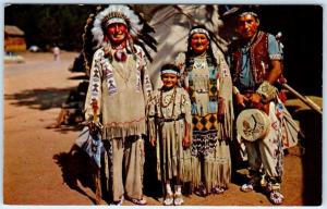 NATIVE AMERICAN Indian   CHIEF RUNNING HORSE and Family  ca 1950s   Postcard