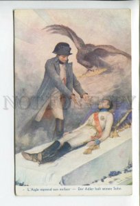 431782 Lionel ROYER L'Aiglon EAGLE NAPOLEON w/ Son DEATH Vintage postcard