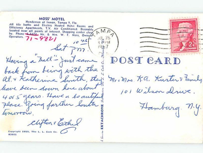 Pre-1980 MOTEL SCENE Tampa Florida FL AD9215
