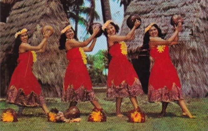 Hawaii Honolulu Kent Gihrard's Hula Nani Girls In Pahu Skirts 1968