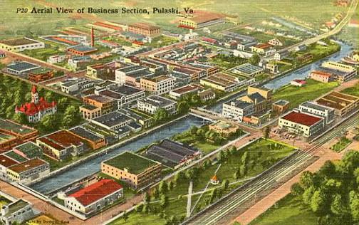 VA - Pulaski, Aerial View of Business Section