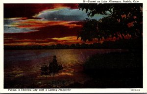 Colorado Pueblo Sunset On Lake Minnequa 1944