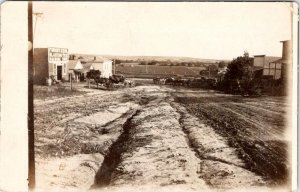 RPPC, Kansas?? Street Scene & FOUGHT & SON BLACKSMITH/MACHINE SHOP 1908 Postcard