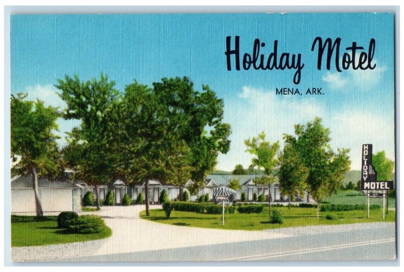 c1940 Hotel Motel & Restaurant Cottages Roadside Entrance Mena Arkansas Postcard