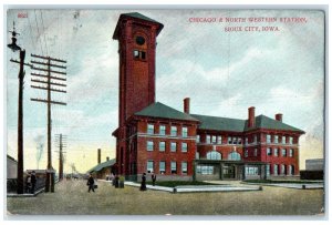 1909 Chicago & North Western Station Exterior Sioux City Iowa IA Posted Postcard