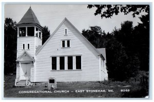 Front View Of Congregational Church East Stoneham Maine ME RPPC Photo Postcard 