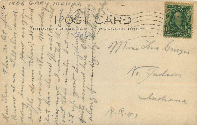 1906 Gary Indiana 1906 Post Office Site Men Suits RPPC real photo postcard 2293