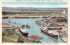 Houston Texas Harbor View Cargo Ships Vintage Postcard AA62154