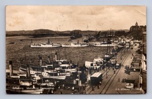 RPPC SHIP PORT GOTEBORG SWEDEN NY PAQUEBOT CANCEL REAL PHOTO POSTCARD (c.1920s)