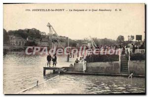 Old Postcard Joinville Le Pont's Swimming And Quai Beaubourg