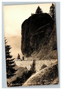 Vintage 1910's RPPC Postcard Road Rock Wall Columbia Highway Oregon