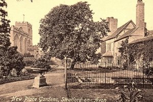 c1910 STRATFORD-ON-AVON NEW PLACE GARDENS VALENTINES POSTCARD 43-5