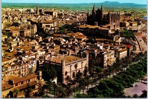 VINTAGE POSTCARD CONTINENTAL SIZE AERIAL VIEW OF PALMA MALLORCA SPAIN 1970s