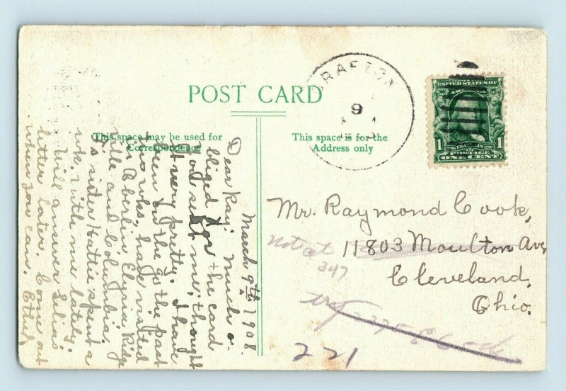 C.1900-08 High School in Elyria, Ohio vintage Postcard